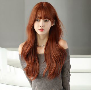 25 Inches Heat Resistant Fiber Wig - Tangerine Color