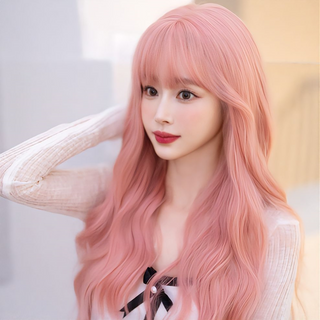 24 Inches Heat Resistant Fiber Wig - Pink Orange Color