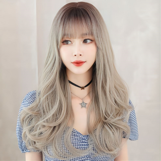 22 Inches Heat Resistant Fiber Wig - Cream Grey Color