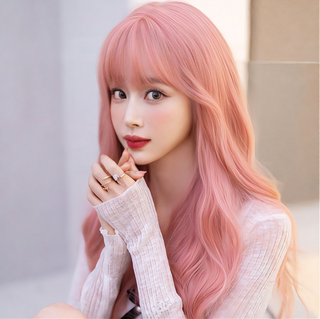 24 Inches Heat Resistant Fiber Wig - Pink Orange Color