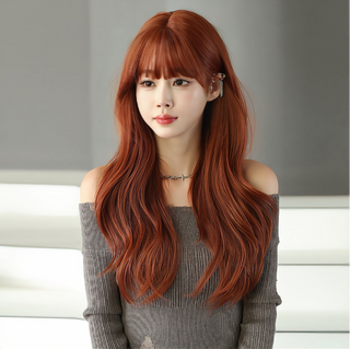 25 Inches Heat Resistant Fiber Wig - Tangerine Color