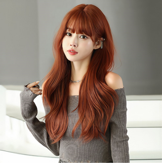 25 Inches Heat Resistant Fiber Wig - Tangerine Color